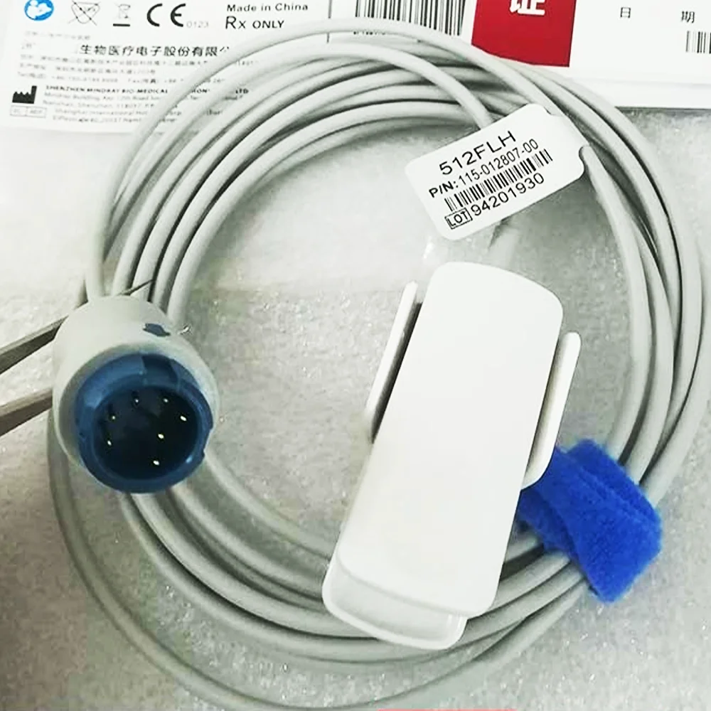 Оригинальный датчик SpO2 Mindray uMEC/iMEC/VS600/VS900 — 7-контактный зонд с зажимом для пальцев для взрослых (модель: 512FLH) для мониторов пациентов