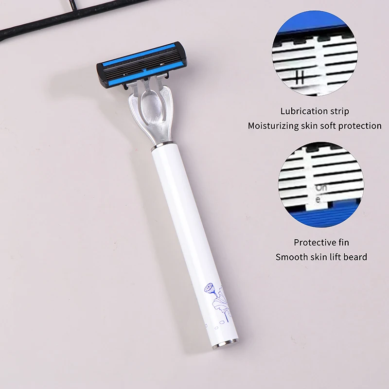 Lotus Porcelain 6-Layer Men'S Shaver Blade, Classic Shaver, Stainless Steel Replaceable Blade, Suitable For Men's Face