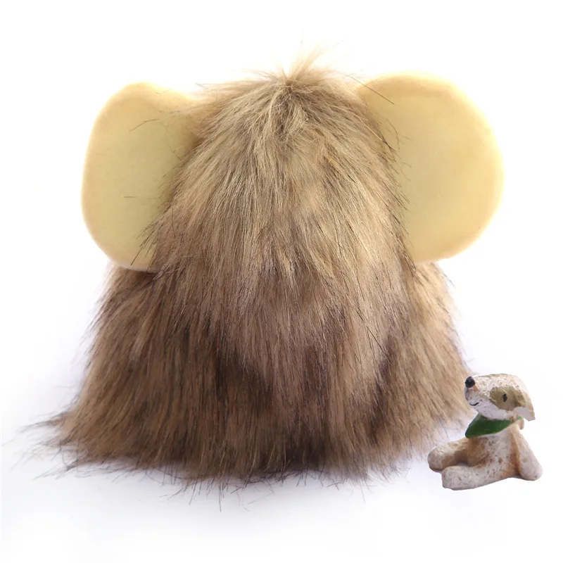 Funny Lion Mane Pet Costume Cosplay Lion Wig Hat For Small Dogs Cat Halloween Dress Up With Ears Puppy Kitten Outfits Party Gift