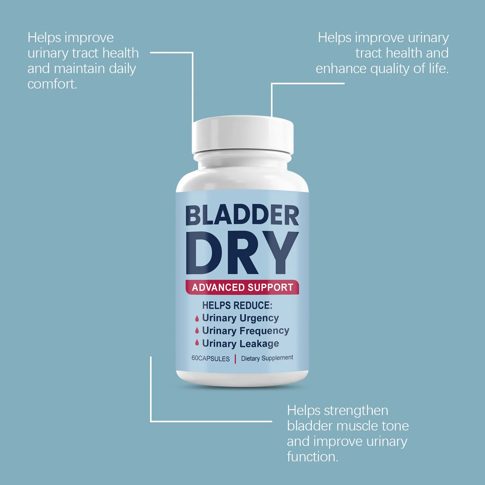 Bladder Health Herbal Capsules for Men Women, Support Bladder Function, Ease Urinary Frequency & Urgency Discomfort