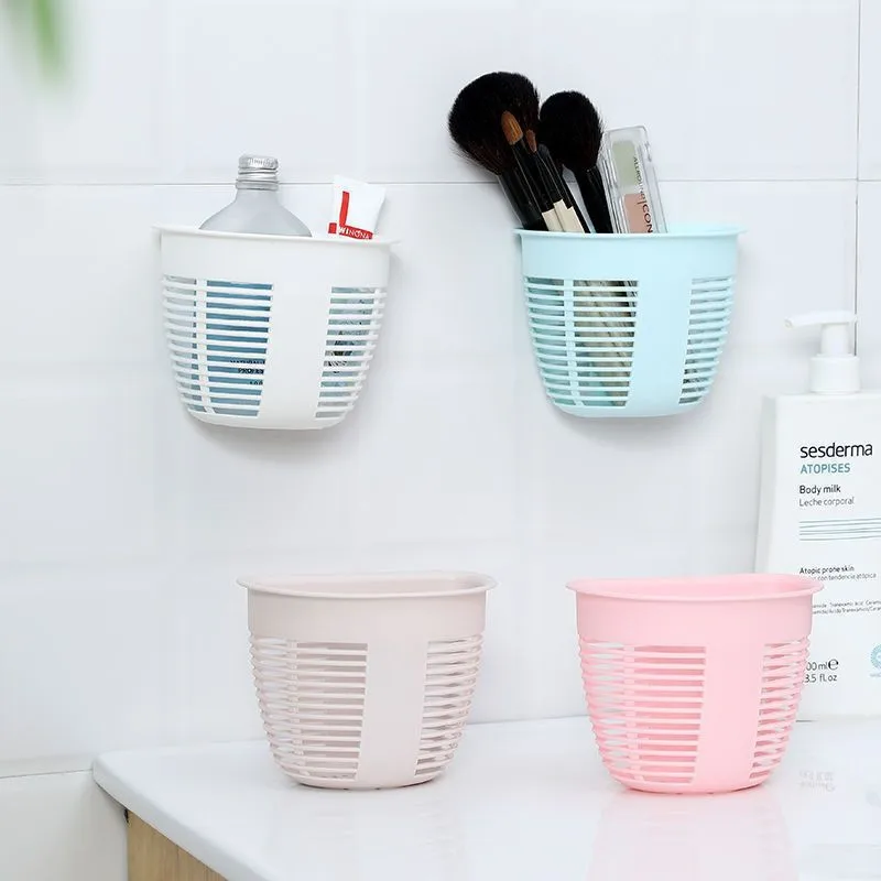 

Kitchen Wall Mounted Hollow Storage Basket Plastic Saving Space Hanging Holder Drain Basket for Bedroom Bathroom Organizer