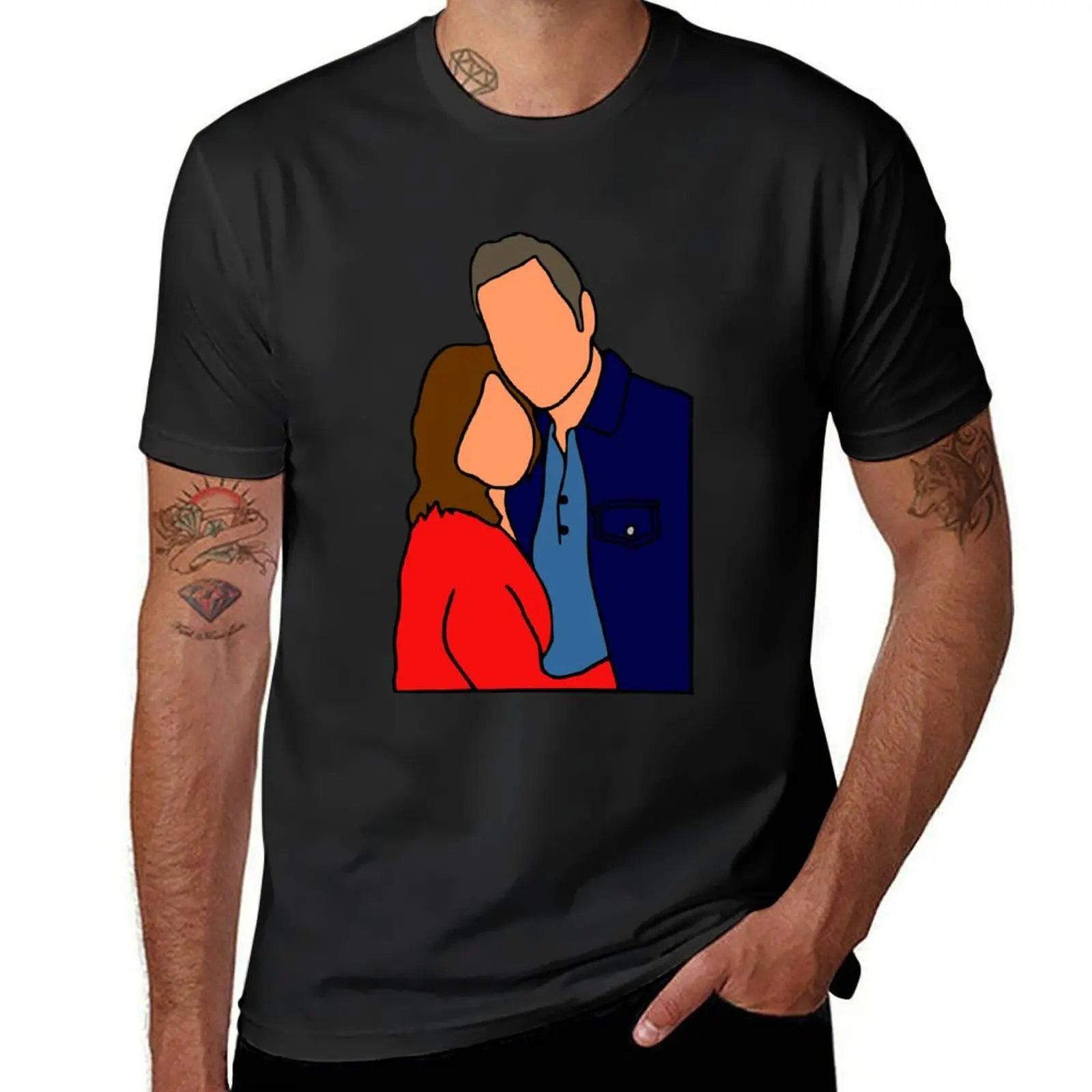 Mariska Hargitay and Peter Hermann Cartoon Art (Petska) T-Shirt sublime plus sizes customizeds tops Short sleeve tee men