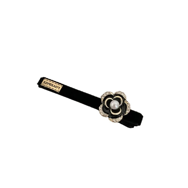 Simple Duck Beak Clip Headwear Hair Accessories Vintage Camellia Pearl Rhinestones Hair Pin For Girls Women