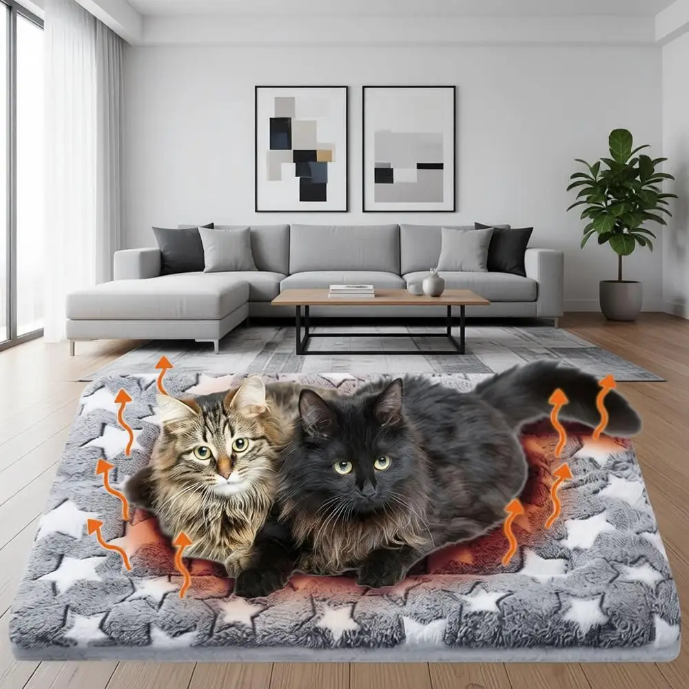 

Комплект из 2-х грелок-подушек для кошек, двусторонние, моющиеся, отражающие тепло тела, теплые термоподстилки для животных, одеяло для клетки, серые, 36'' x 24''