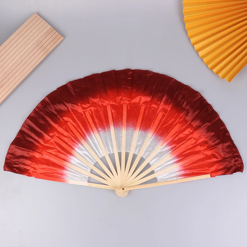 10-50CM Length Adult Imitation Silk Dance Fan Double Sided Gradient Red Color Dancer Practice Dance Props Chinese Folk Dance Fan