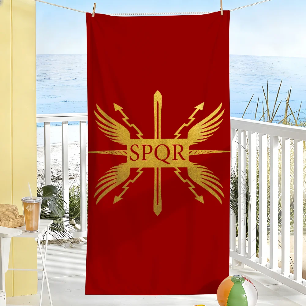 SPQR Gold Imperial Eagle Rome Towel Quick Dry Soft Yoga Swimming Fitness Mountain Climbing Large Beach Towels