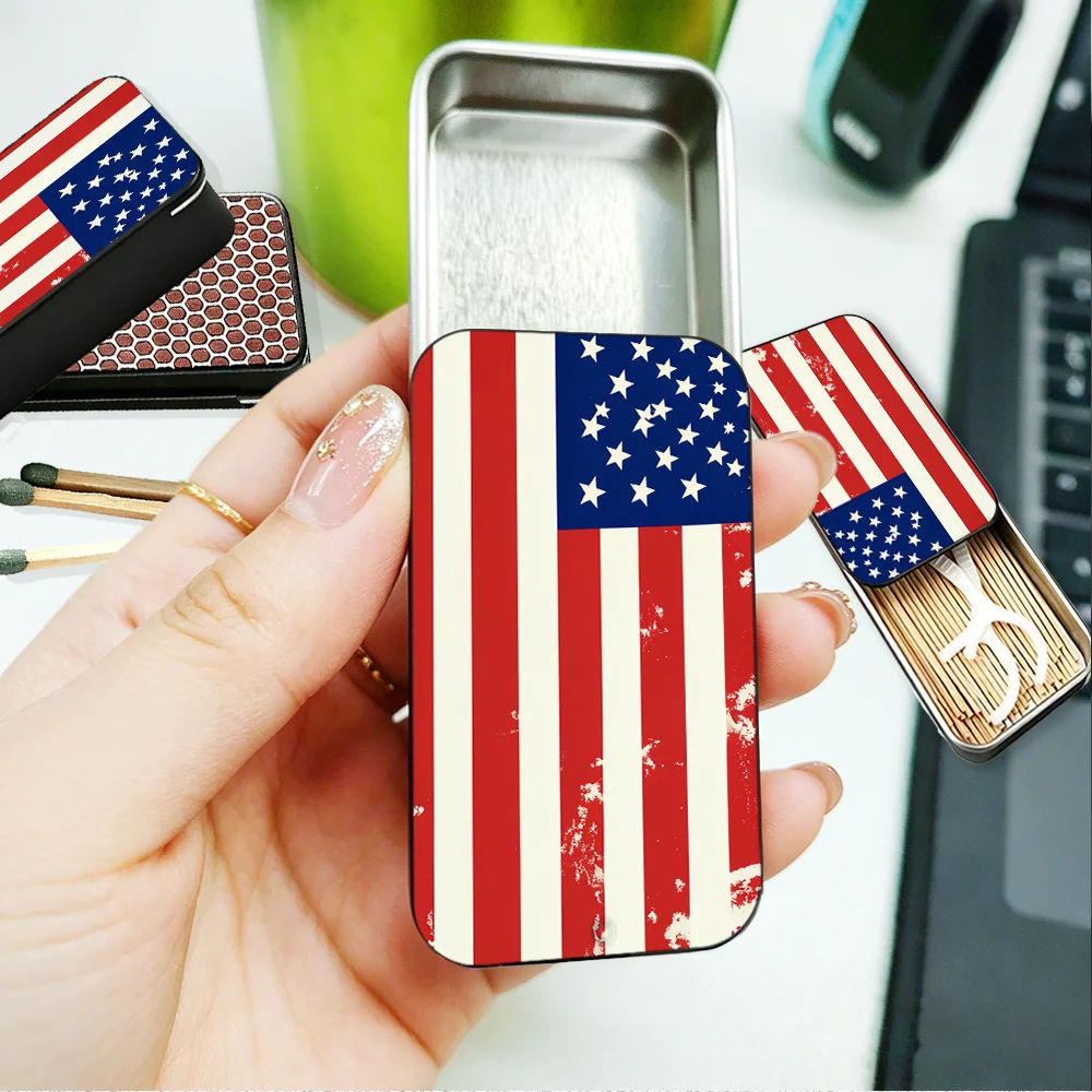 Vintage American Flag Multi-Functional Storage Box