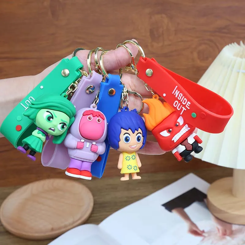 Disney Inside Out 2 Cartoon Keychain Pendant Personality Joy Sadness Figures Creative Soft Rubber Anime Small Gifts  Accessories