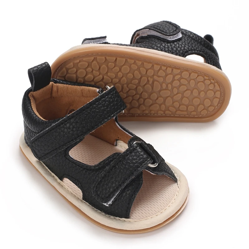 Baby Boys Summer Sandals Solid Color Artificial Leather Breathable Non Slip Shoes