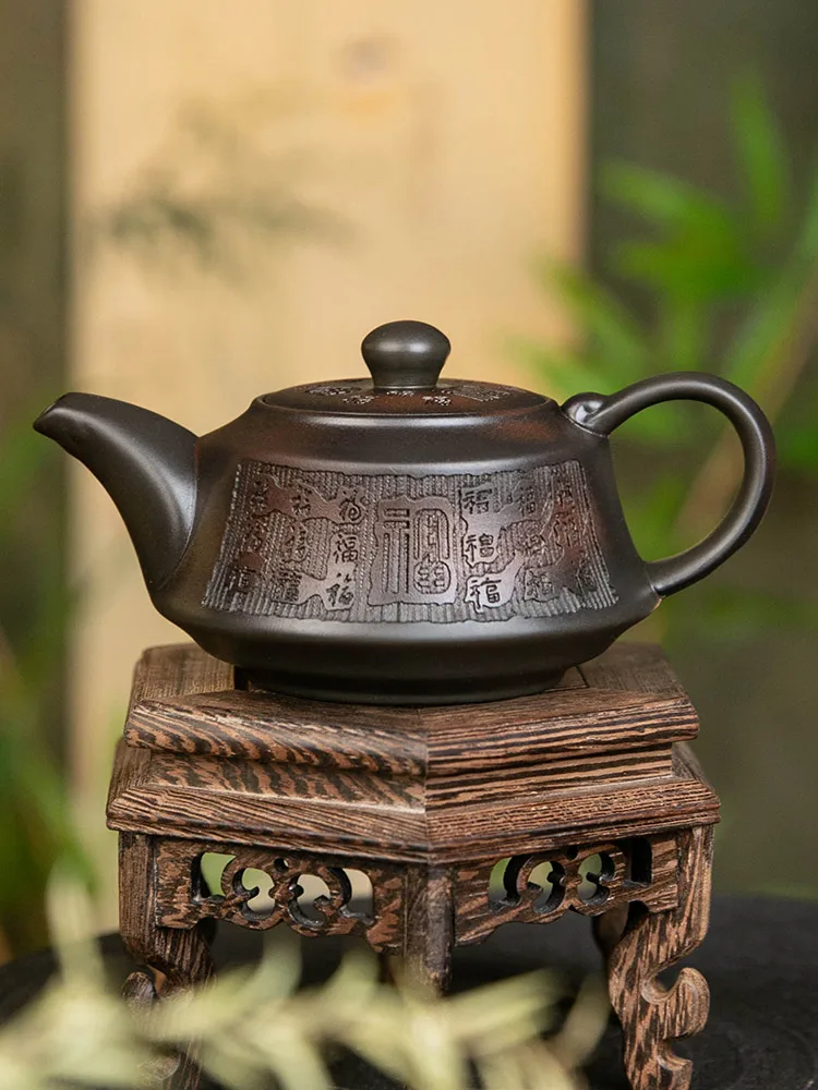 

Чайник ручной работы из фиолетовой глины для заваривания чая Фэнмин, для домашнего использования, набор для чаепития Гунфу, винтажная китайская посуда для кухни и столовой