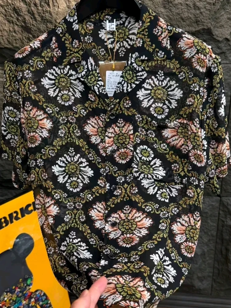 

Summer New Men's Faion Cuban Collar ort Sve irt Sli Versatile Cool European Sle Casual irt for Youth