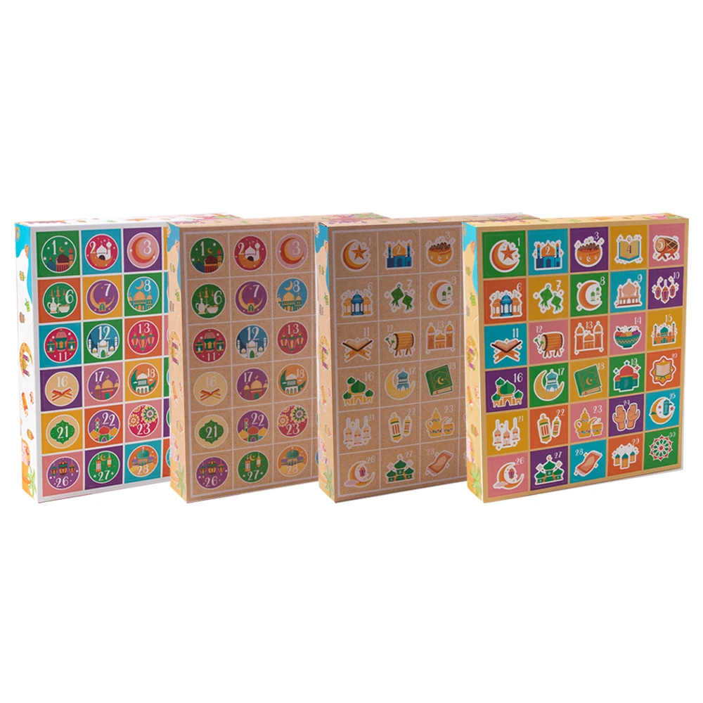 

4 sets Ramadan Advent Calendar with Drawers Eid Mubarak Countdown Cardboard Number Storage Box Ramadan Kareem Eid Al-fitr Party