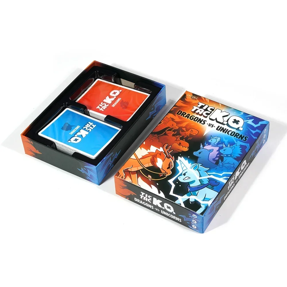 Unstable Games Tic Tac K.O.  Dragons Vs Unicorns Base Game Quick-To-Learn Team Card Game 2-4 Players Great For Game Night