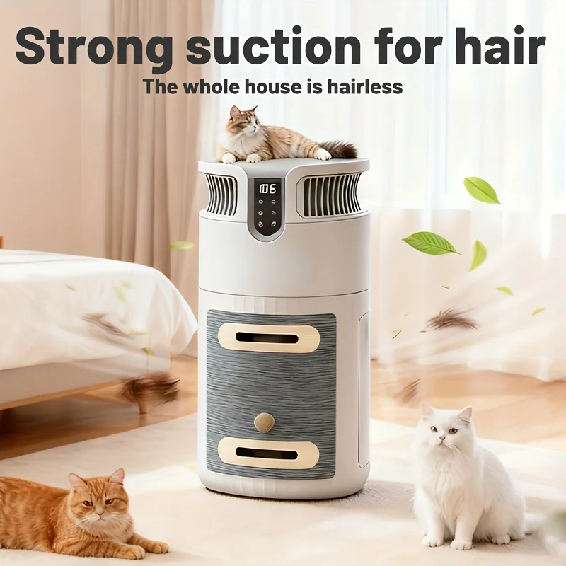 

Smart Pet Air Filter, Removes Hair, Dander & Odor Elimination, 360° HEPA Intake, 3 Turbo Hair Inlets 3-In-1 Cat Scratcher, Rest Platform, Auto Mode, Remote Control, Pet Lock, Ultra Quiet 25Db, Perfect Gifts