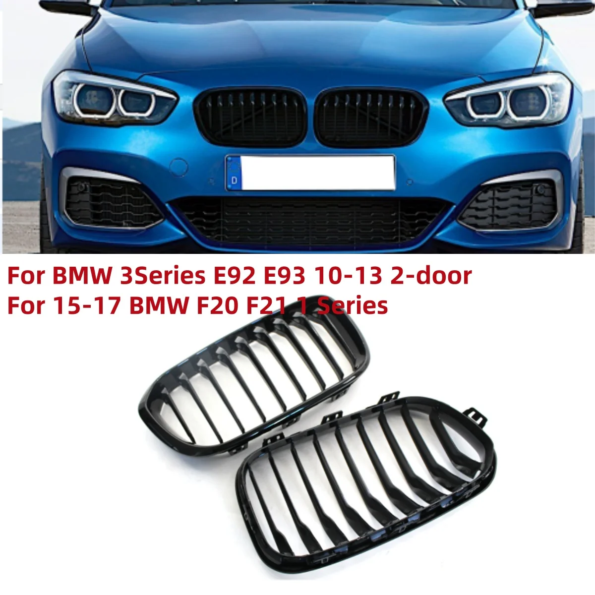 Car Single Slats single Line Front Bumper Hood Grille For 15-17 BMW F20 F21 1Series/ E92 E93 10-13 2door Multi-model Accessories