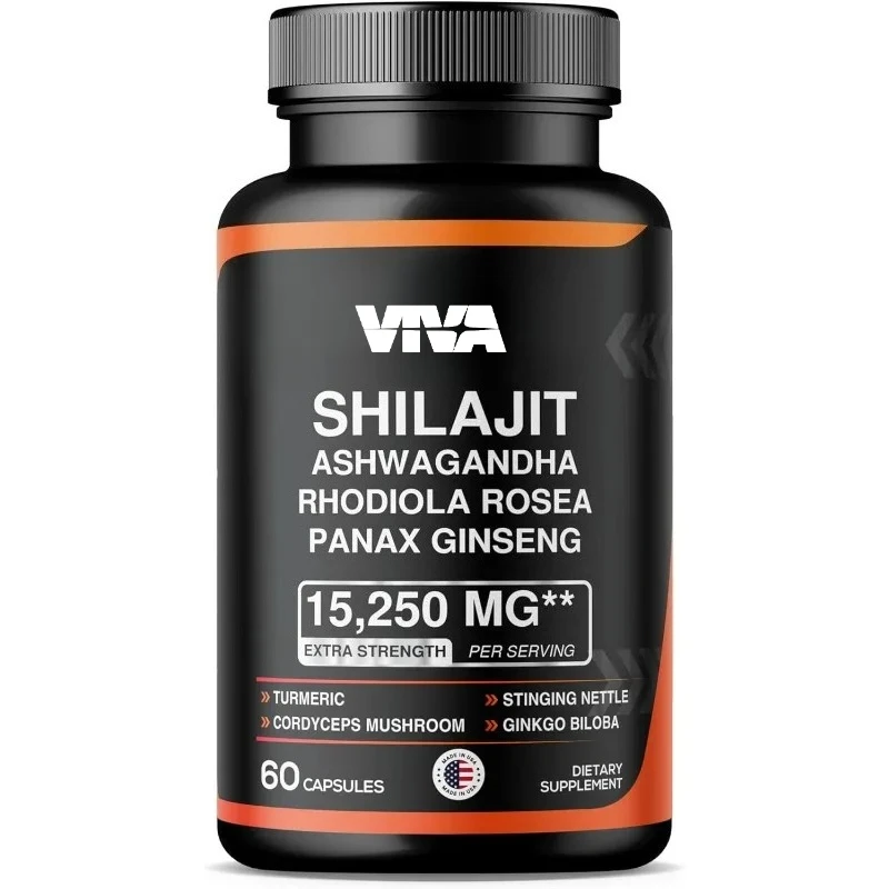 

Капсулы Shilajit 15250Мг - Содержит родола, женьшень, куркума, кордицепс, листья гинкго -60 капсул