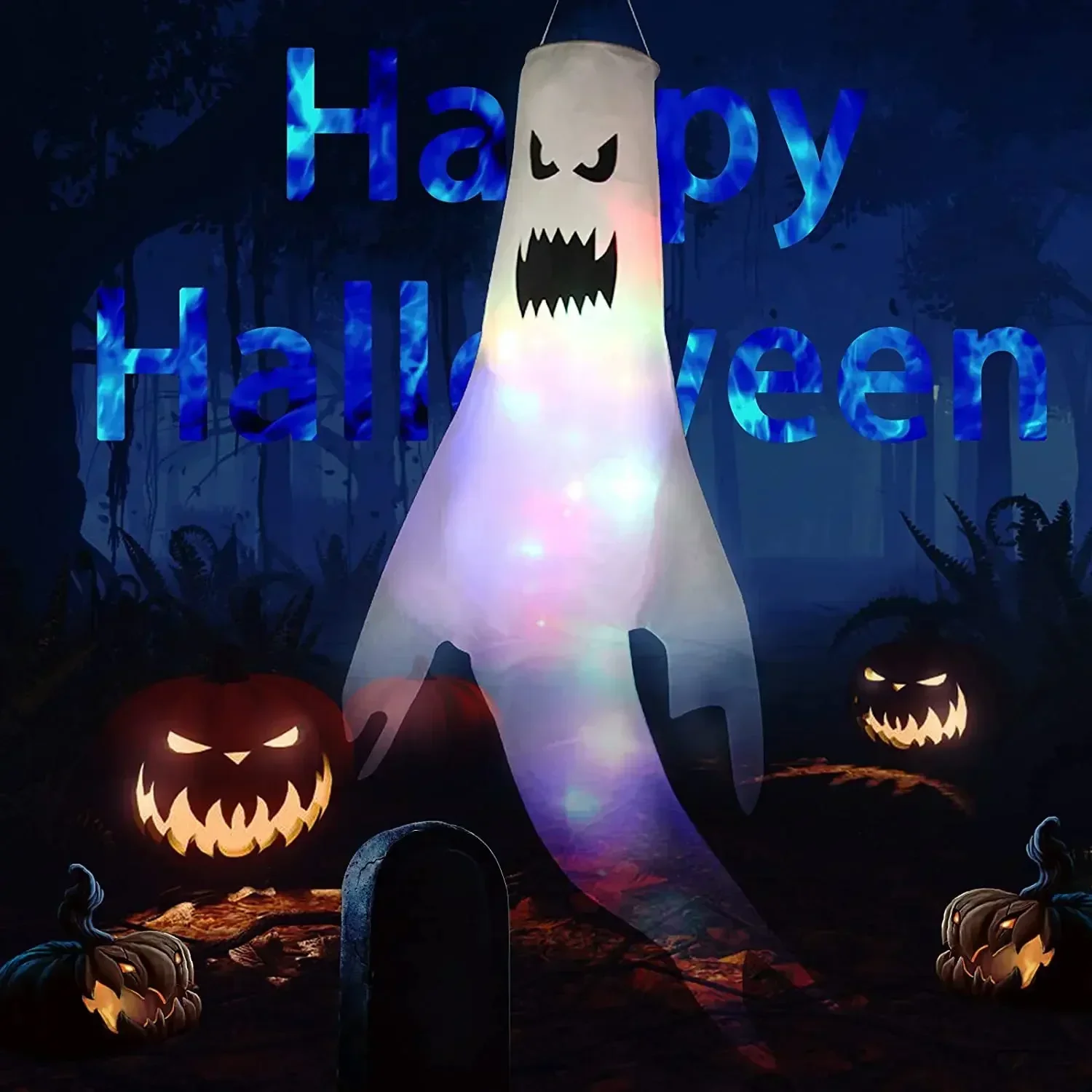 Obrázek 4: Halloween LED žhnoucí závěsný duch dekorace lehký nahoře světelný duch přívěsek halové outdoorové haunted dr. house večírek ráhno sad ﻿