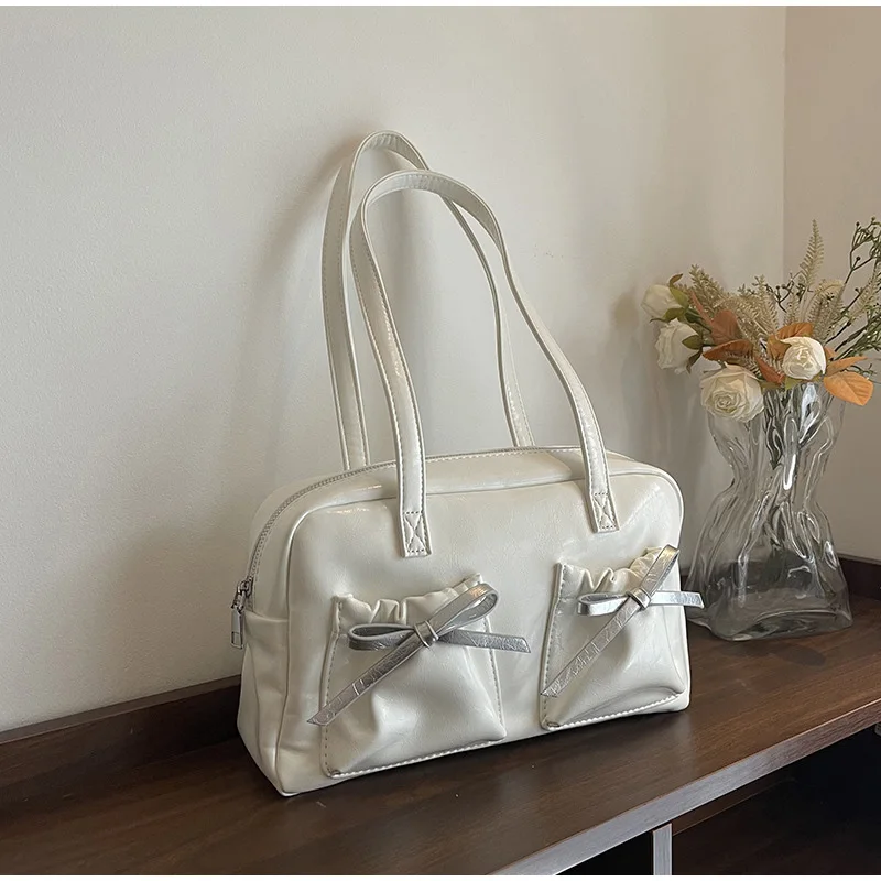 

New Summer Simple Shoulder Bag Brand Light Luxury Korean Style High-end Bow Fashion High-end Versatile Armpit Small Square Bag