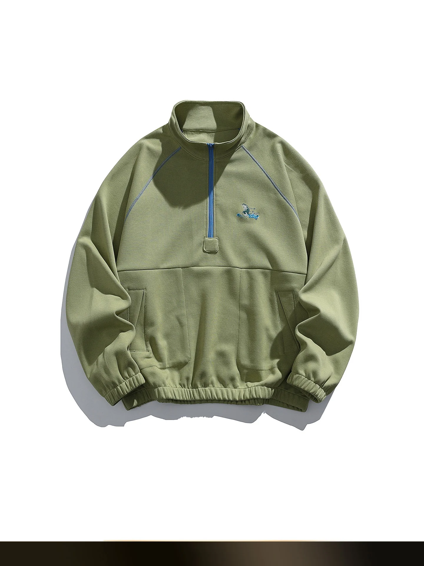 

Retro Japanese Sle Embroidered Loose Fit Casual Sweatirt Men's Autumn Loose Couple Sports Top Zipper Stand Collar Hoodie