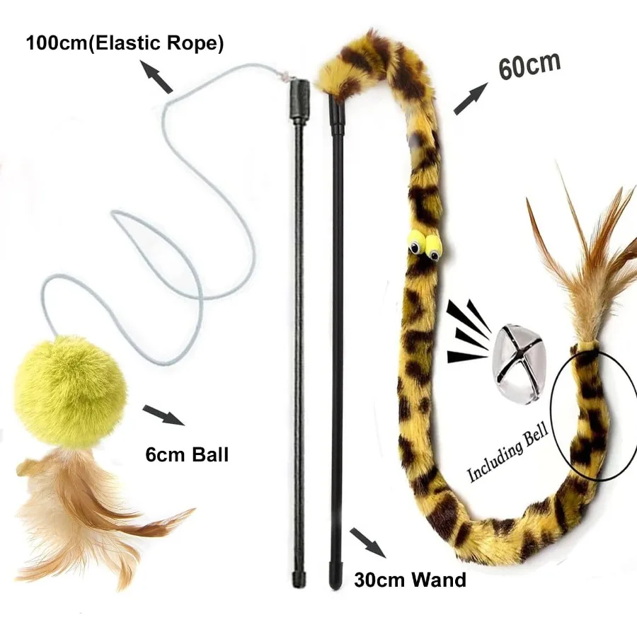 ألعاب القطط للعب في الأماكن المغلقة قوس قزح القط العصا اللعب ريشة يقلب أفخم الكرة القط لعب لعبة الريشة التفاعلية للعب دعابة و Cha #4