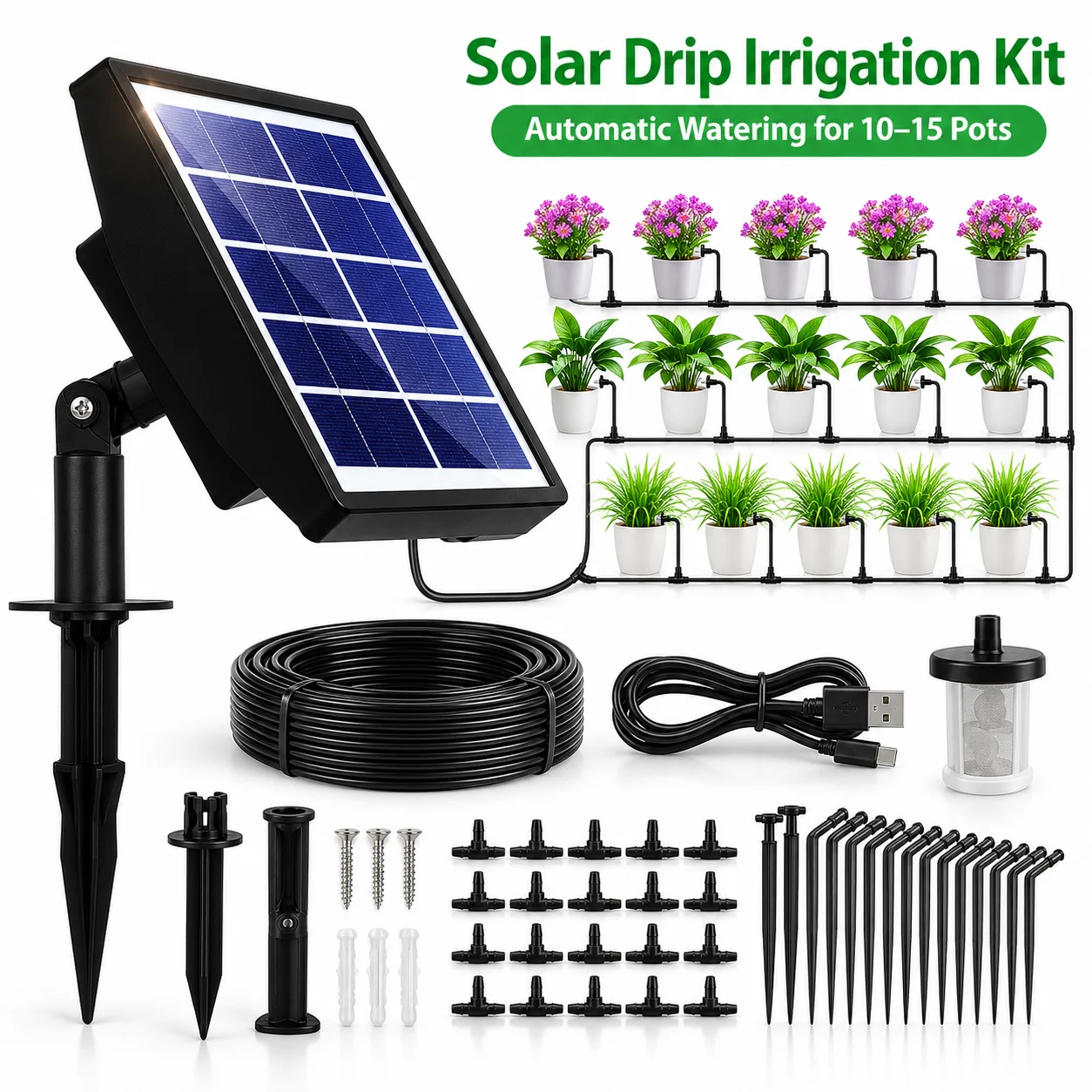 Drip Irrigation System Automatic Kit - AOLIVIYA Solar Automatic Drip Irrigation System