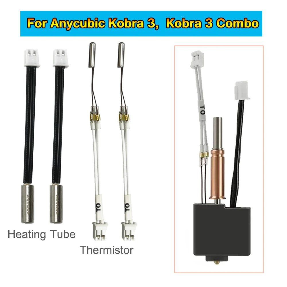 

For Anycubic Kobra 3/ 3Combo Thermistor Heating Tube Hotend Accessories Cartridge Heater 24V 50W Kobra 3 Combo Thermistor 260°C