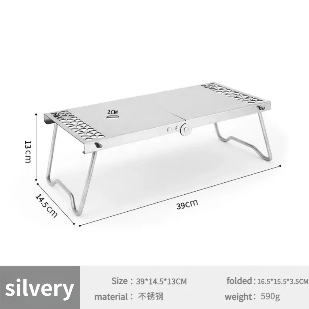 Folding Camping Stove Table Lightweight Stainless Steel Outdoor Cooking Table Mini Portable Picnic Hiking Backpacking Table