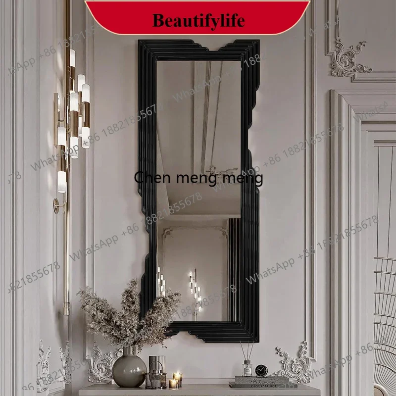 a17  Creative design sense light luxury wall hanging full body mirror porch decorative mirror advanced irregular frame