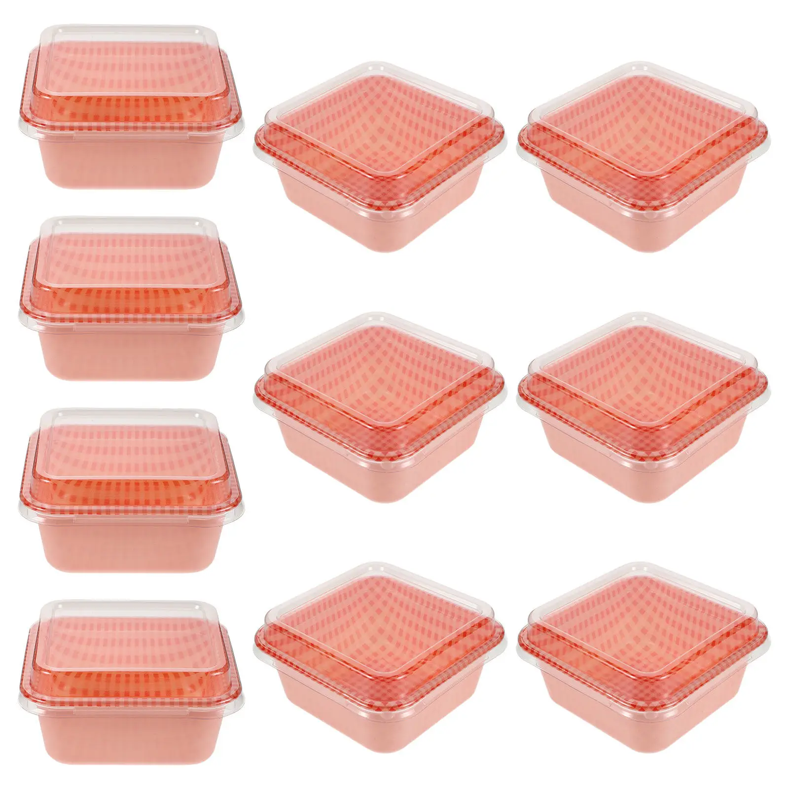 50Pcs Elegant Square Bakery Boxes with Grid Design Clear Lid for Cakes Pastries Cookies Valentine's Day Dessert Packaging
