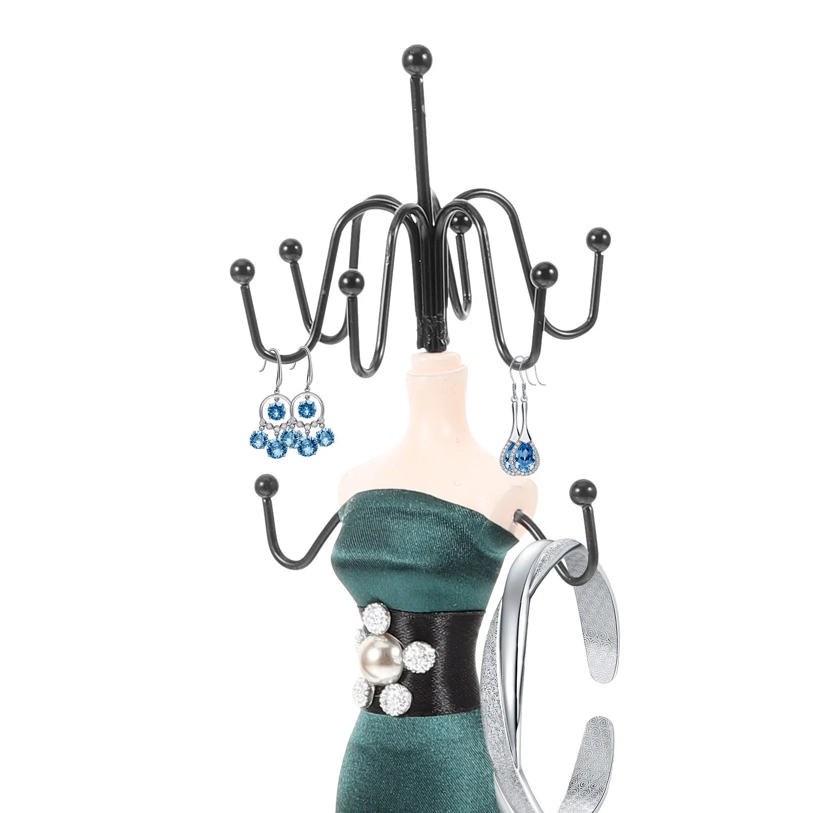 

2Pcs Multi-Grid Jewelry Rack Organizer Rings Earrings Bracelet Display Stand Countertop Storage Space Saver Jewelry Rack