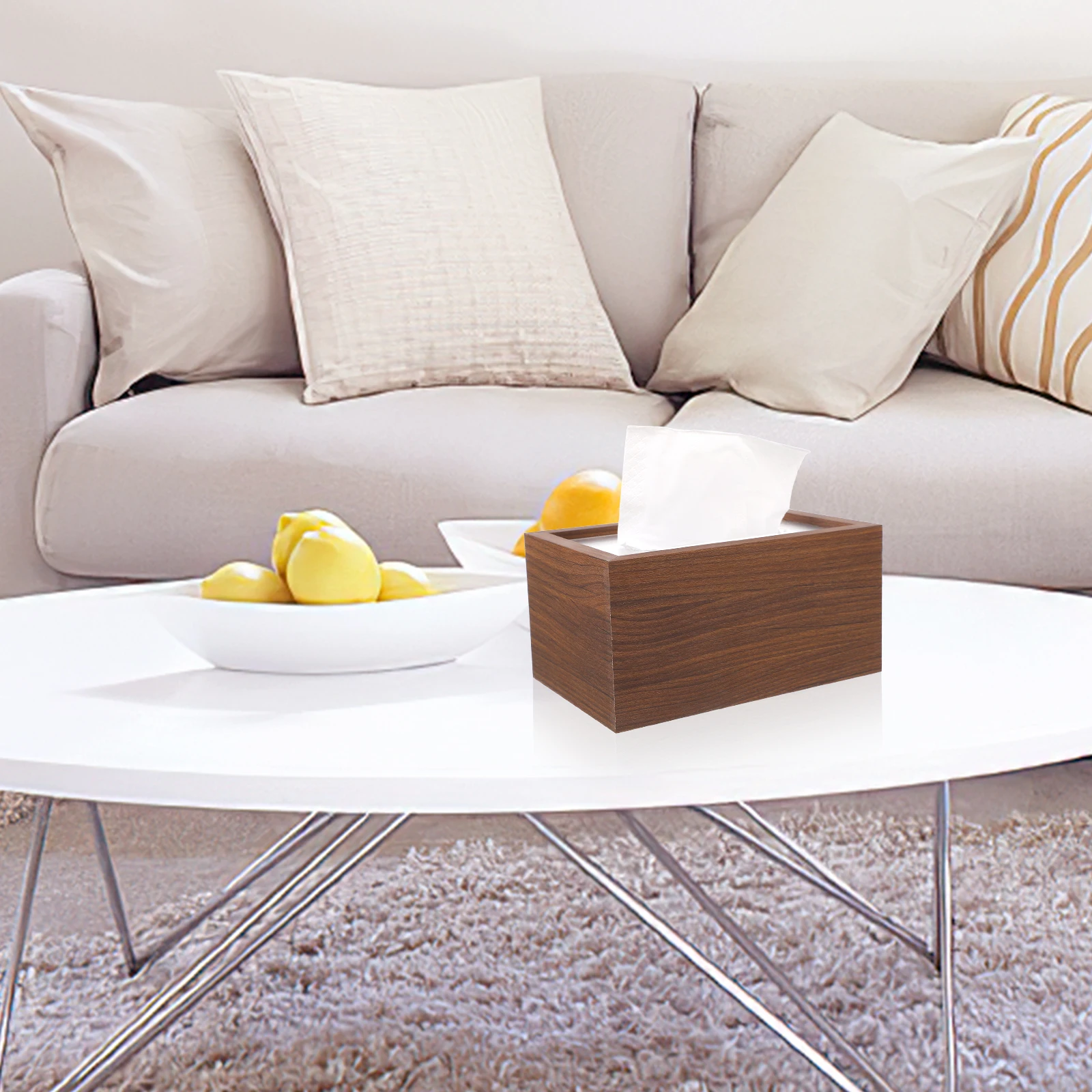 

Walnut Wood Tissue Box Acrylic Rectangle Paper Towel Container Living Room Office Decor Large Capacity Desktop Case Holder