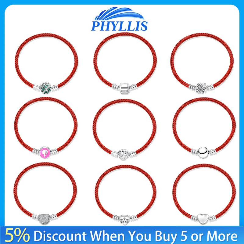 Gran oferta 2024, pulsera roja de Plata de Ley 925 sin decoloración de verano para hombres y mujeres, accesorios DIY de 16-21cm, regalo de cumpleaños