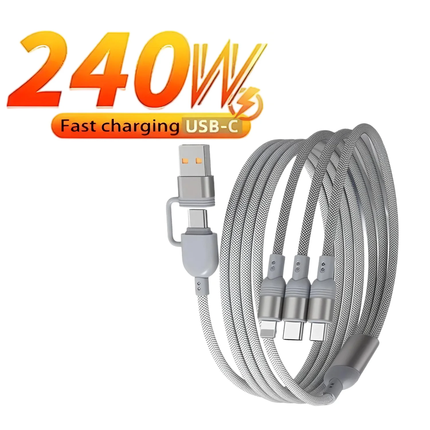 كابل شحن متعدد منافذ USB 3 في 2 من النوع C وسلك شاحن صغير لهاتف iPhone 17/16/15 #6