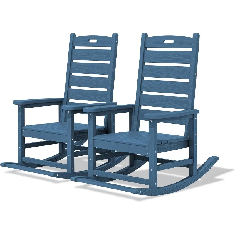 

Outdoor Rocking Chair Set of 2, Oversized Rocking Chair with Footboard for Adults, HDPE All Weather Resistant Rocking Ch
