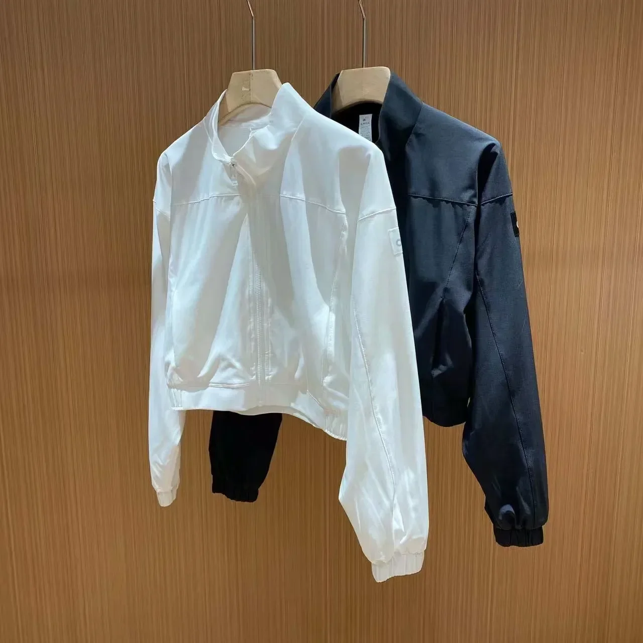 

al Casual Short Stand Collar Jacket Women's Spring Autumn New Style Fashion Stand Up Collar Zipper Short Long Sleeved Jacket