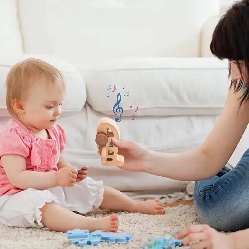 Wooden Plane Toy Beech Wood Pinball Plane Built-in Colorful Beads Decorative Wood Plane Low-Decibel Design Craft For Boy Girl