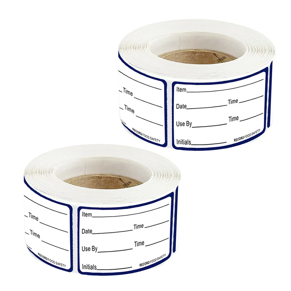 2 rotoli di carta per etichette per conservazione degli alimenti per contenitori per frigorifero e congelatore Etichette adesive sintetiche impermeabili
