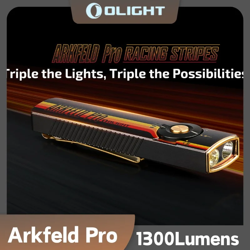 OLIGHT Arkfeld Pro Rechargeable EDC Flashlight  (Racing Stripe CW)