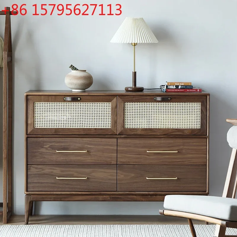 

Nordic black walnut bedroom storage locker living room low side cabinet six chest cabinet