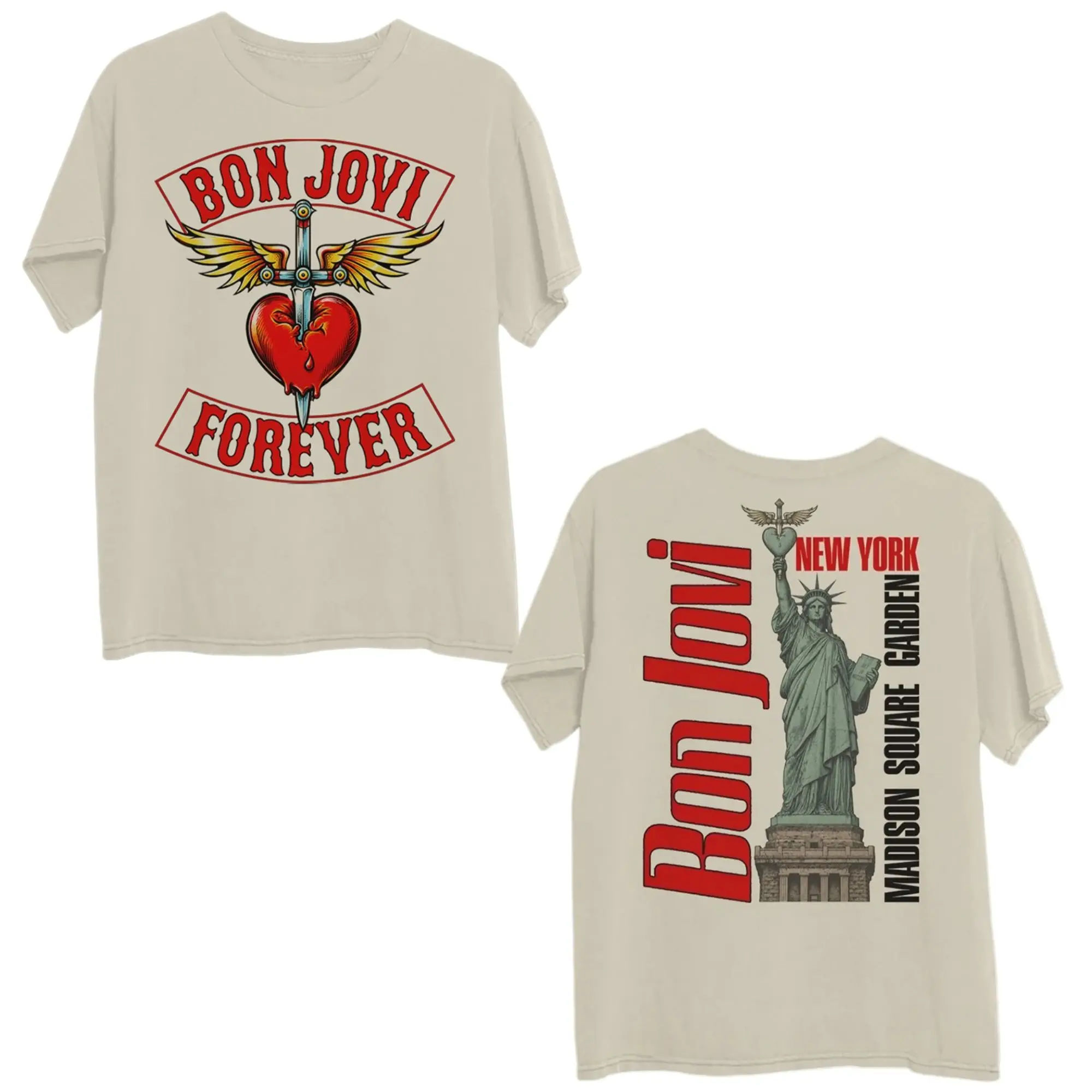 Vintage Rock T-Shirts Y2k Bon Jovi Forever Tour 2026 Grafik New Jersey Sommer T-Shirt Beliebte Oversized Tops Lässiges Loses T-Shirt – Detail 3
