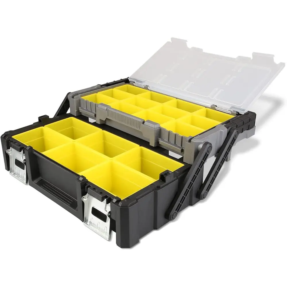 

18 Inch Portable Plastic Cantilever Tool Box Organizer with Removable Comparents, Great Organization and Storage or Hardware, As