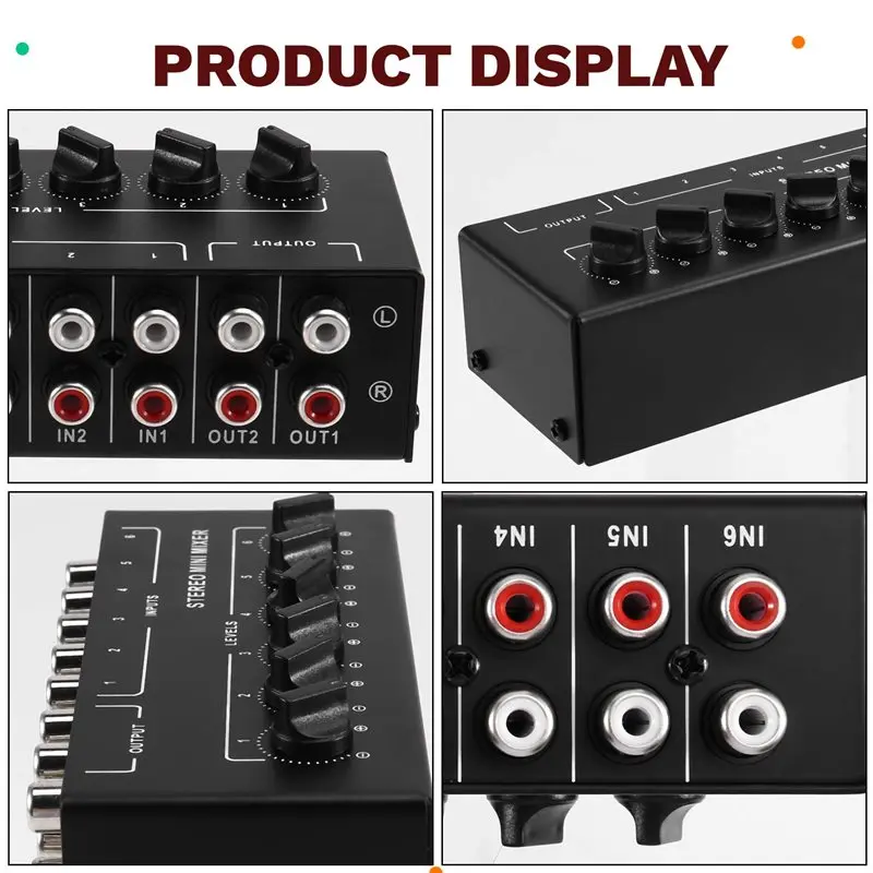 متفوقة الصوت خلاط ستيريو 6 قناة خلاط السلبي 6 في 2 خارج ستيريو الموزع التحكم في مستوى الصوت لا يتطلب بطارية