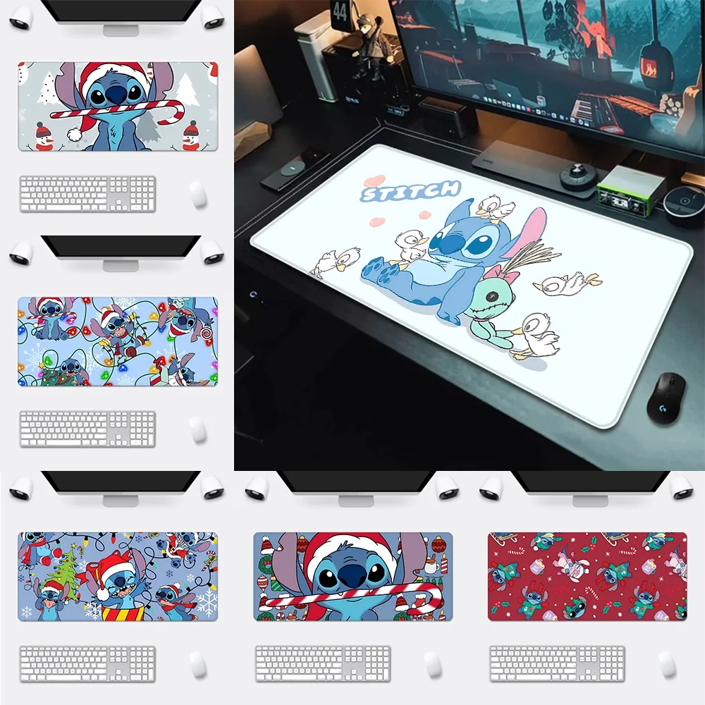 Christmas Disneies Stitch Mousepad HD Printing Computer Gamers Locking Edge Non-slip Mouse Pad XXL90x40cm Keyboard PC Desk Pad