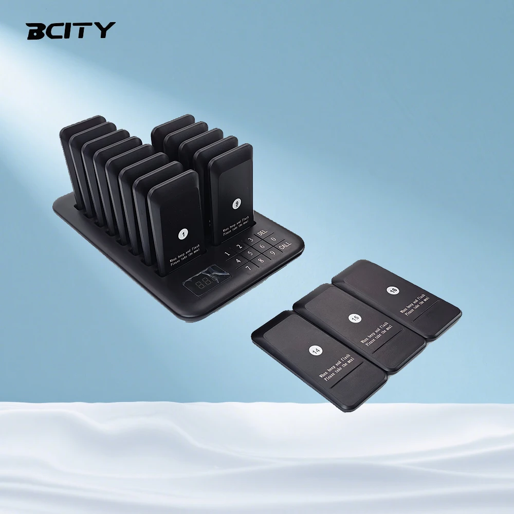 Restaurant Queue Management Solution, Complete Wireless Restaurant Pager Sys with 16 Vibrating Alert Units