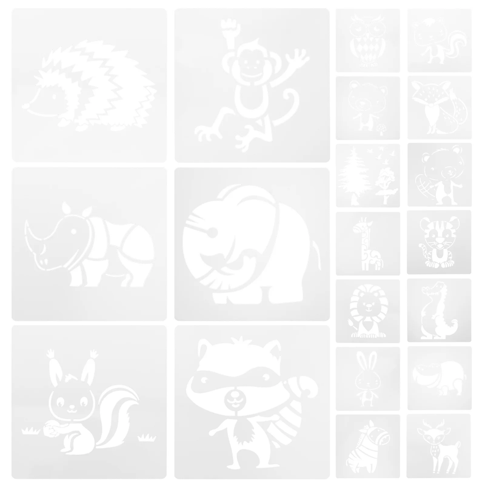 

20Pcs Kids Cartoon Animals Painting Stencils Colorful Durable Plastic Drawing Templates Craft Supplies Stencils