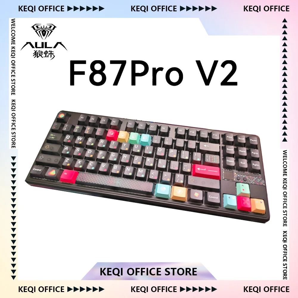 AULA F87 Pro V2 Wireless Mechanical Keyboard 3-modes sea dome switch Long Battery Life Hot-Swap RGB gaming Keyboard Custom Gifts