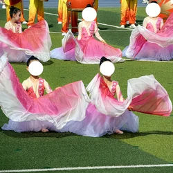 Fishbone Fan Veil Cartilage Big Size Soft Flowy Opening Dance Props Adults Stage Performance Event Show Costume Worship Blue