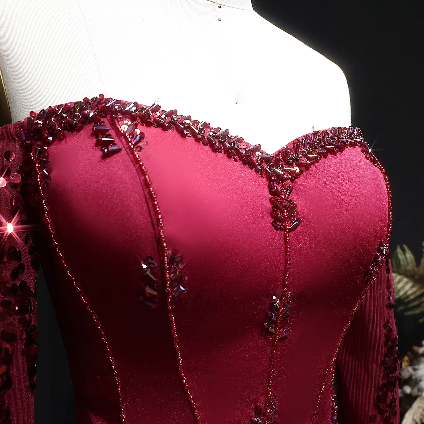 Sharon Said Elegantes Sweetheart-Abendkleid mit Transparenten Langen Ärmeln und Perlen für Hochzeiten, Partys und Bälle SS628 Maßanfertigung – Detail 22