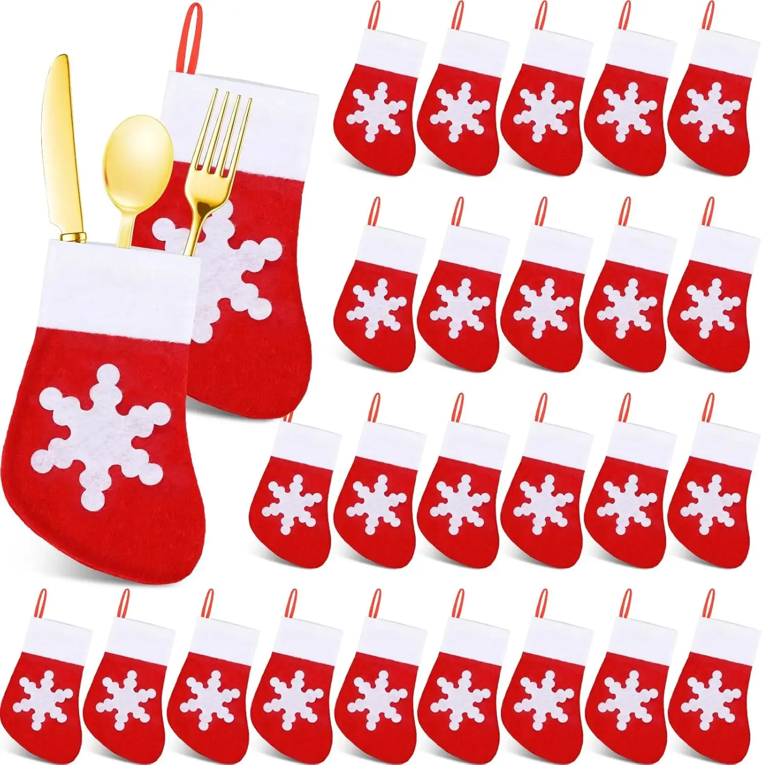 Christmas Cutlery Holder Mini Stocking Tableware Cover Decorative Knife Fork Ornament Xmas Decoration Supplies New Home Party