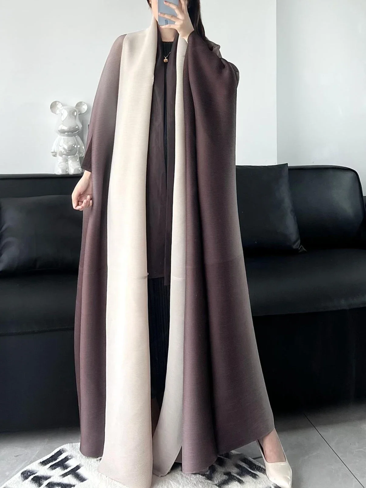 Muslimische Abaya Frauen Fledermaus Ärmel Plissee Strickjacke Offenes Kleid Marokko Kaftan Dubai Abayas Plus Größe frauen Luxus Mantel Eid Ramadan